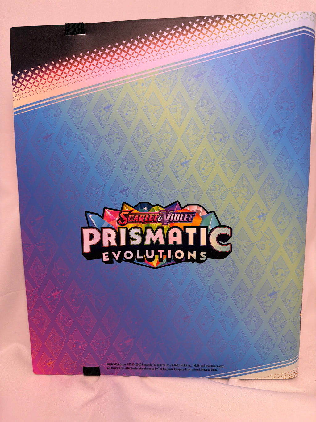 Pokemon Scarlet & Violet Prismatic Evolutions 396 card binder with elastic strap