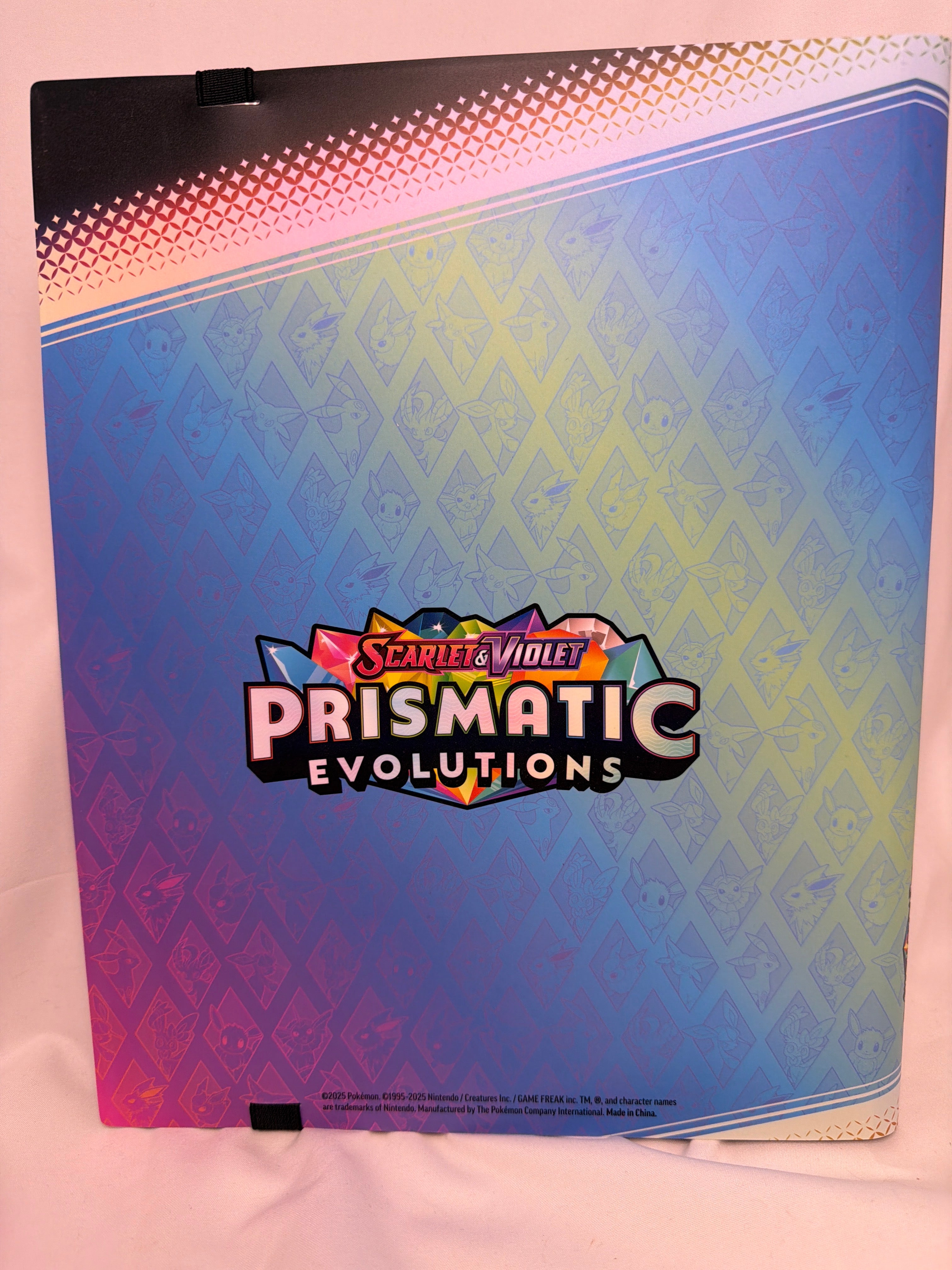Pokemon Scarlet & Violet Prismatic Evolutions 396 card binder with elastic strap