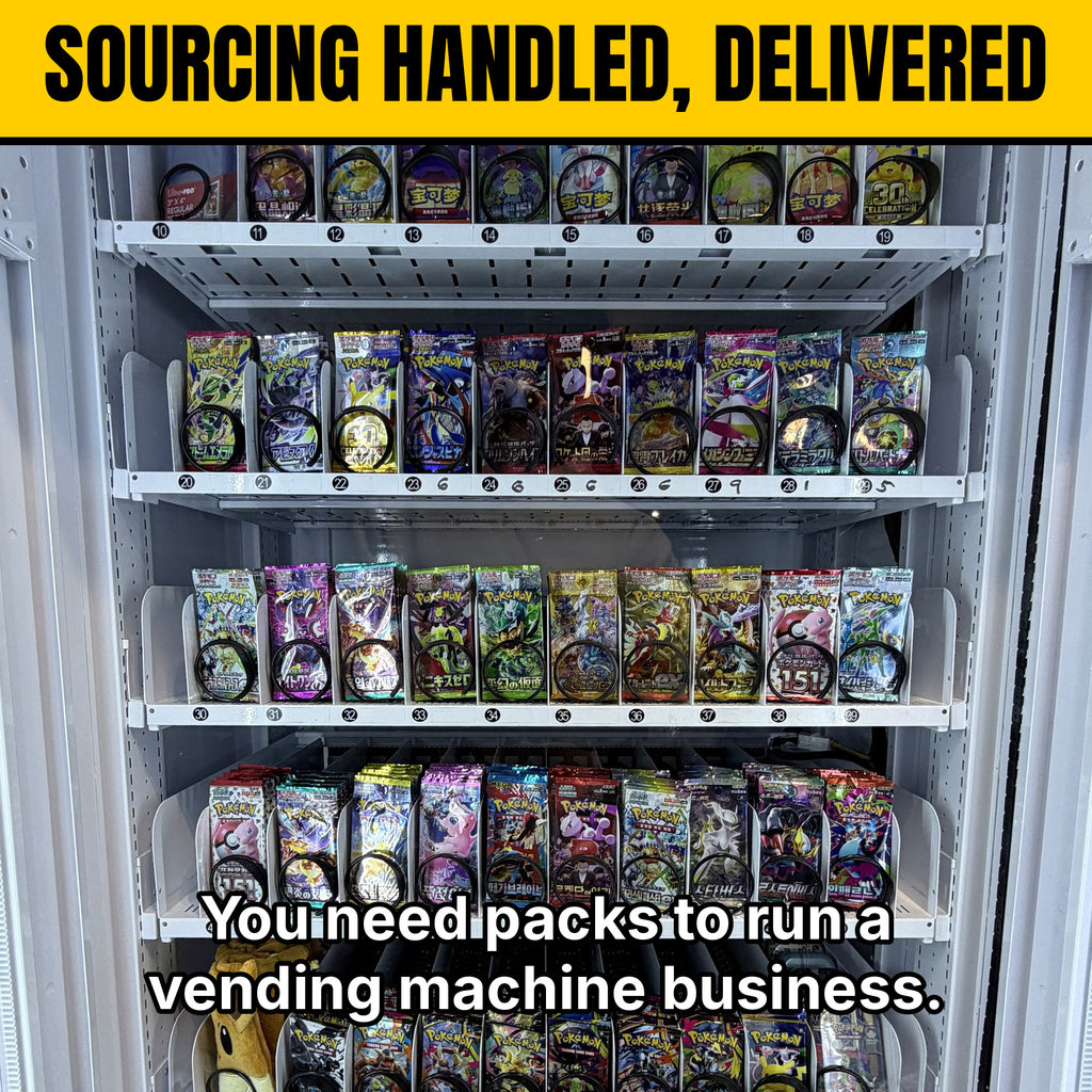 Sourcing handled, delivered — Packline Pokémon inventory purchasing service for vending machines